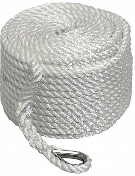 10255201 Трехпрядный якорный конец, 9,5 мм x 20 м, белый