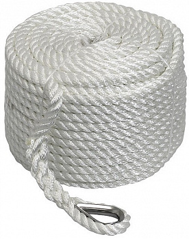 Трехпрядный якорный конец, 9,5 мм x 30 м, белый